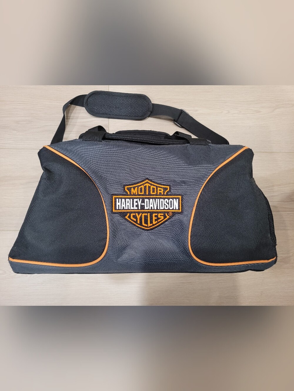Harley-Davidson Men's Black and Orange Travel Duffel Bag